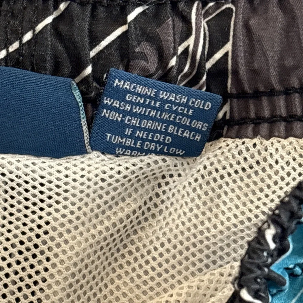 Kanu Surf Swim Trunks Youth Boys Polyester Size Large 14/16 Black Turquoise Mesh